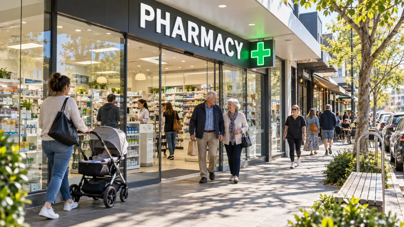 Pharmacy storefront representing nationwide coverage